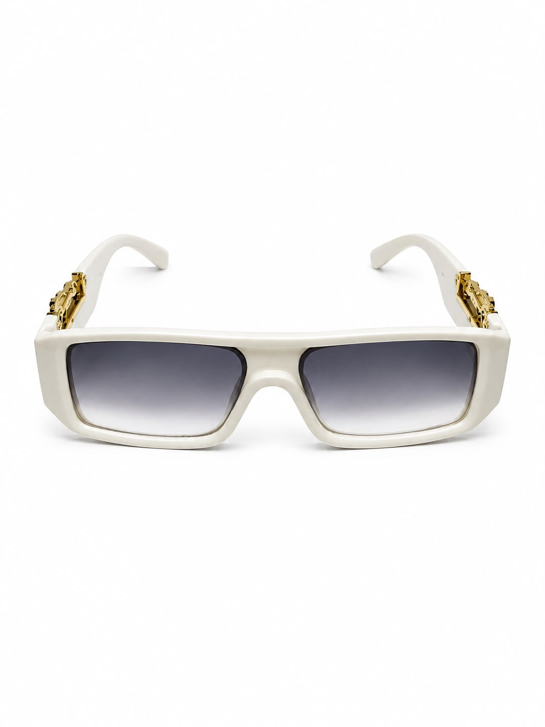 White Gold-Accent Cheetah Square Sunglasses