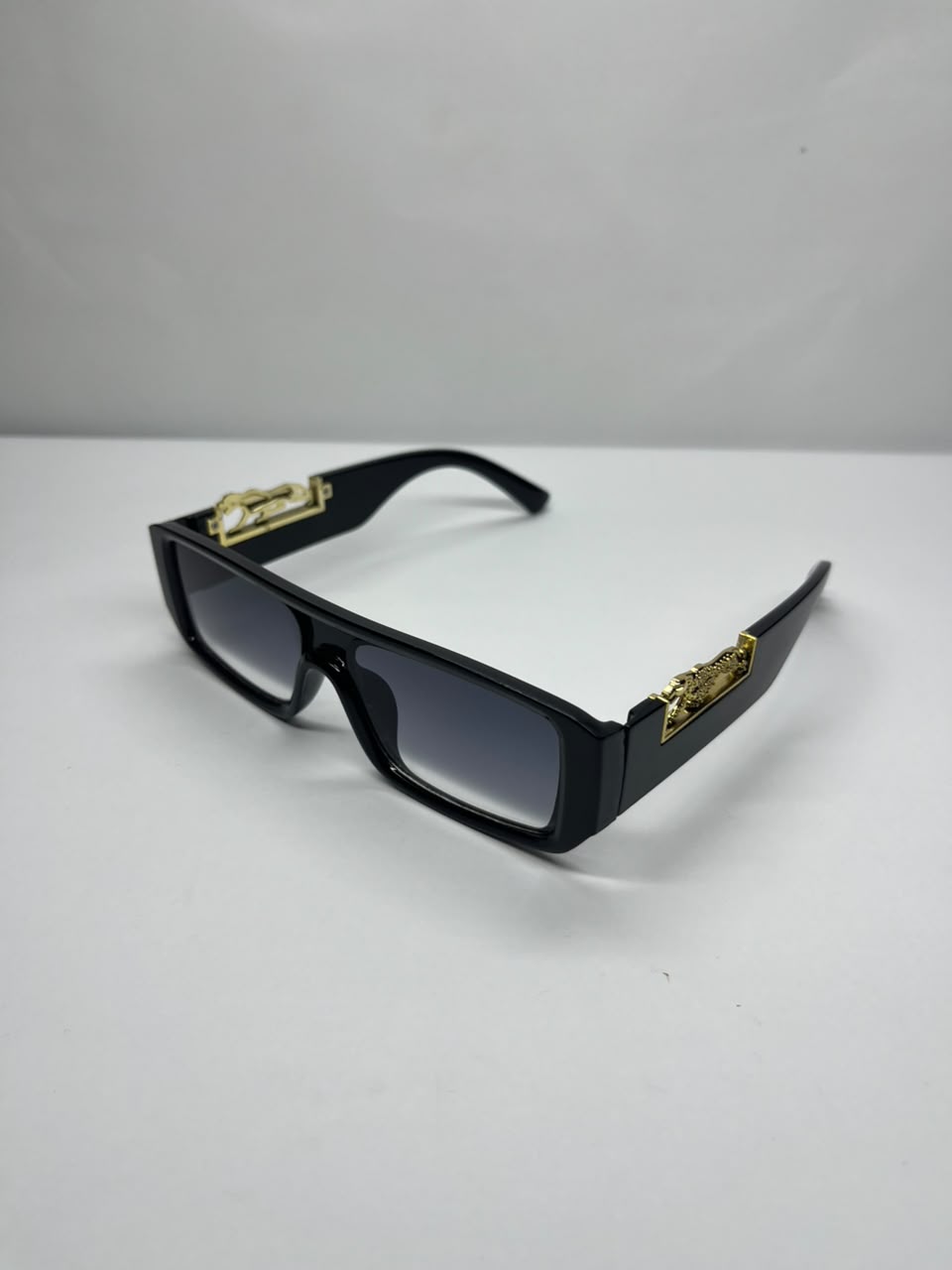 White Gold-Accent Cheetah Square Sunglasses