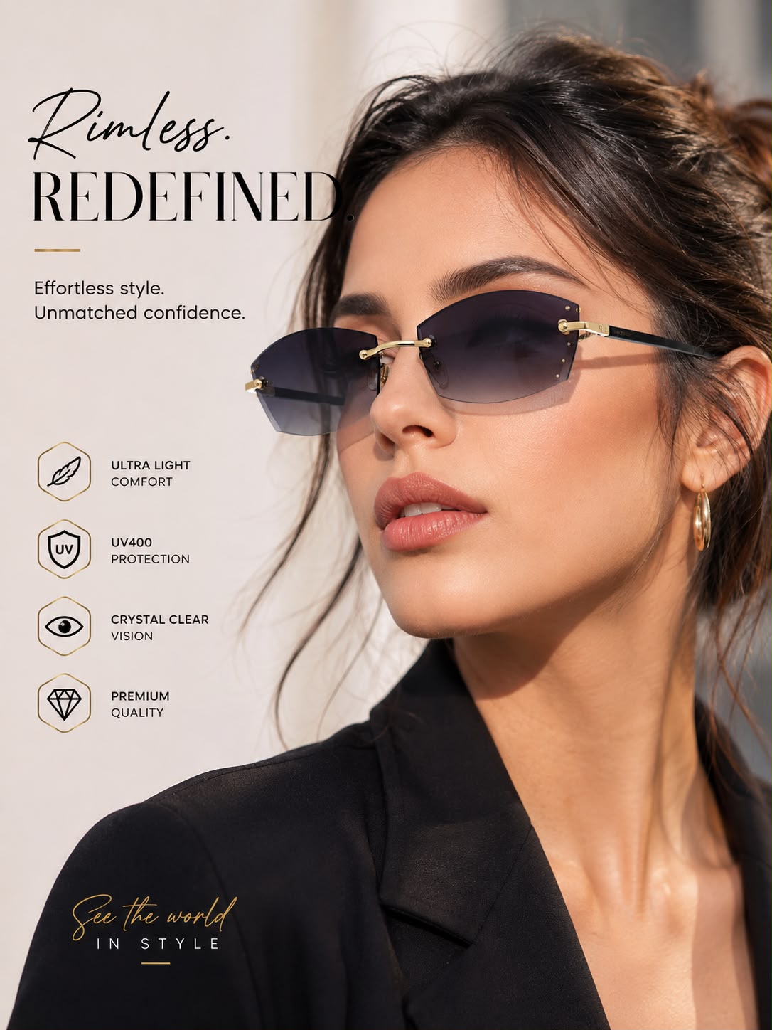 Rimless Teal-Pink Sunglasses