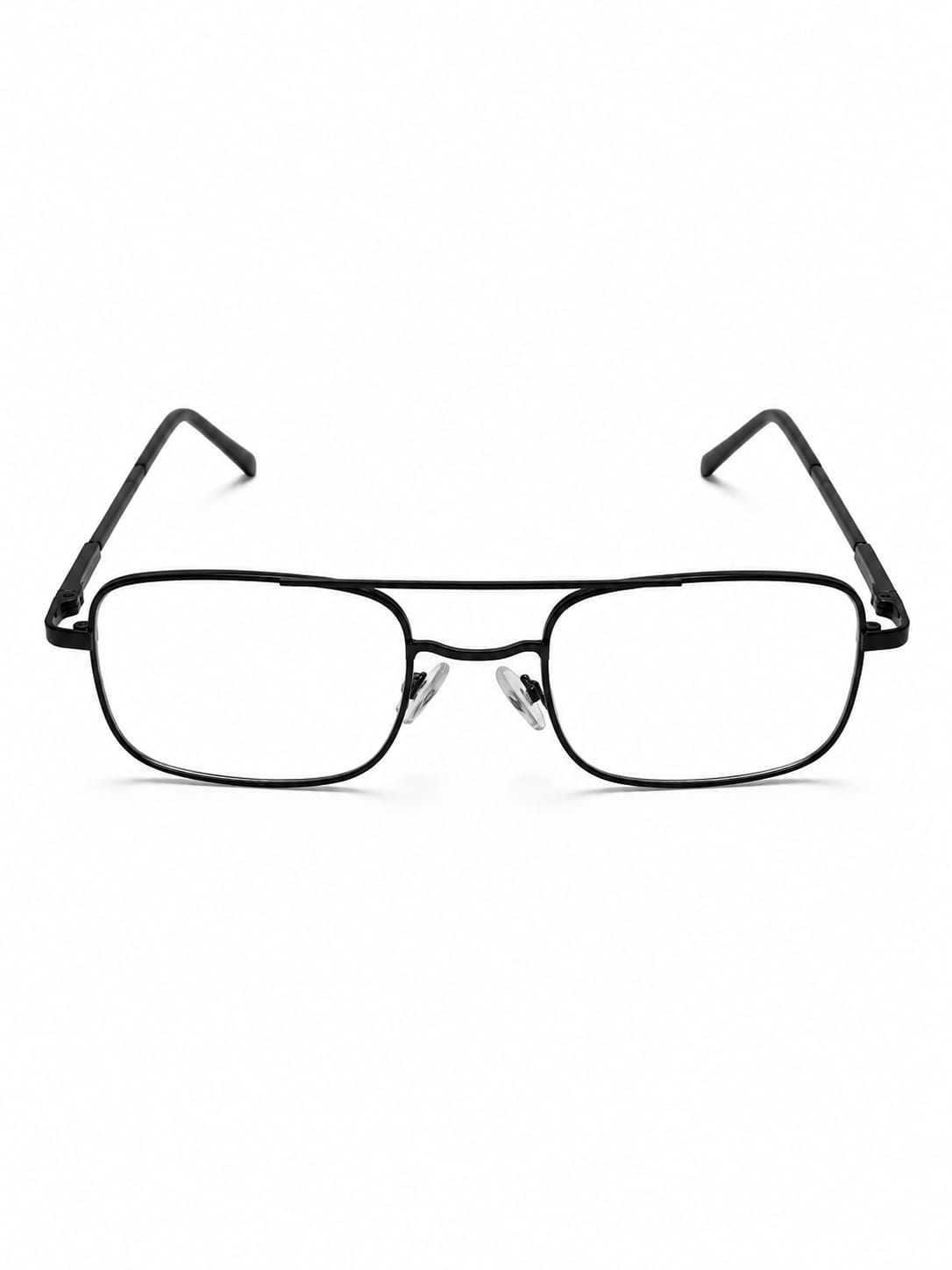 Rectangular Metal Double-Bridge Glasses ( glass lenses )