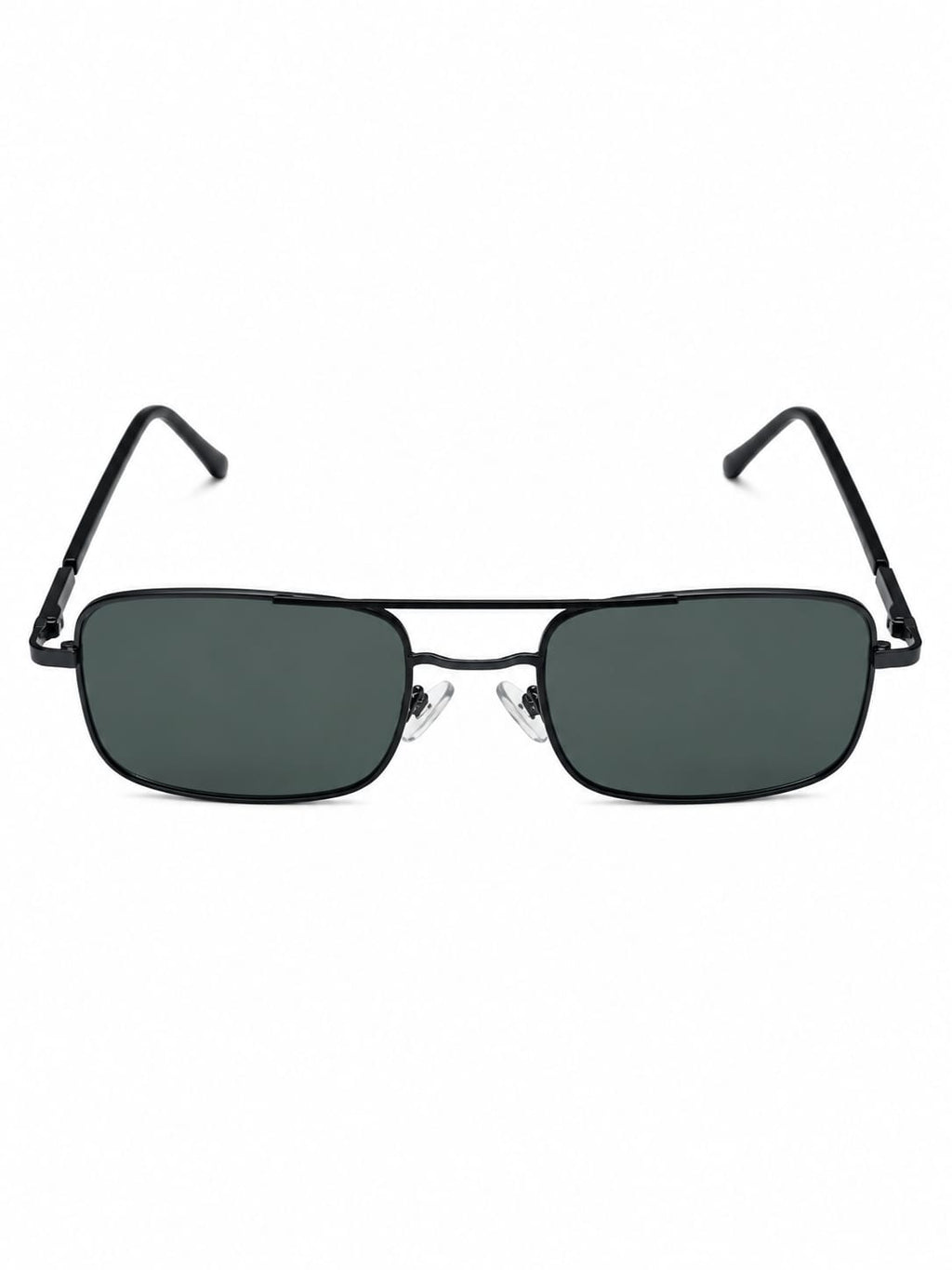 Rectangular Metal Double-Bridge Glasses ( glass lenses )